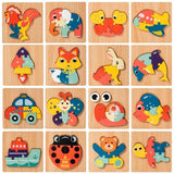 3D Wooden Puzzle Toys for Children Baby Cartoon Wooden Animal Traffic 3D Puzzle Early Learning Cognition Game Puzzle Toy Игрушки