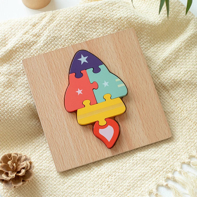 3D Wooden Puzzle Toys for Children Baby Cartoon Wooden Animal Traffic 3D Puzzle Early Learning Cognition Game Puzzle Toy Игрушки