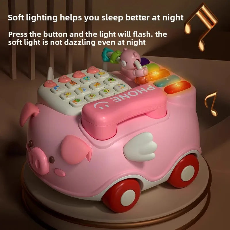 Multifunctional Musical Phone Toys Toddler Interactive Learning Pig Telephone Story Machine Baby Early Education Montessori Toy