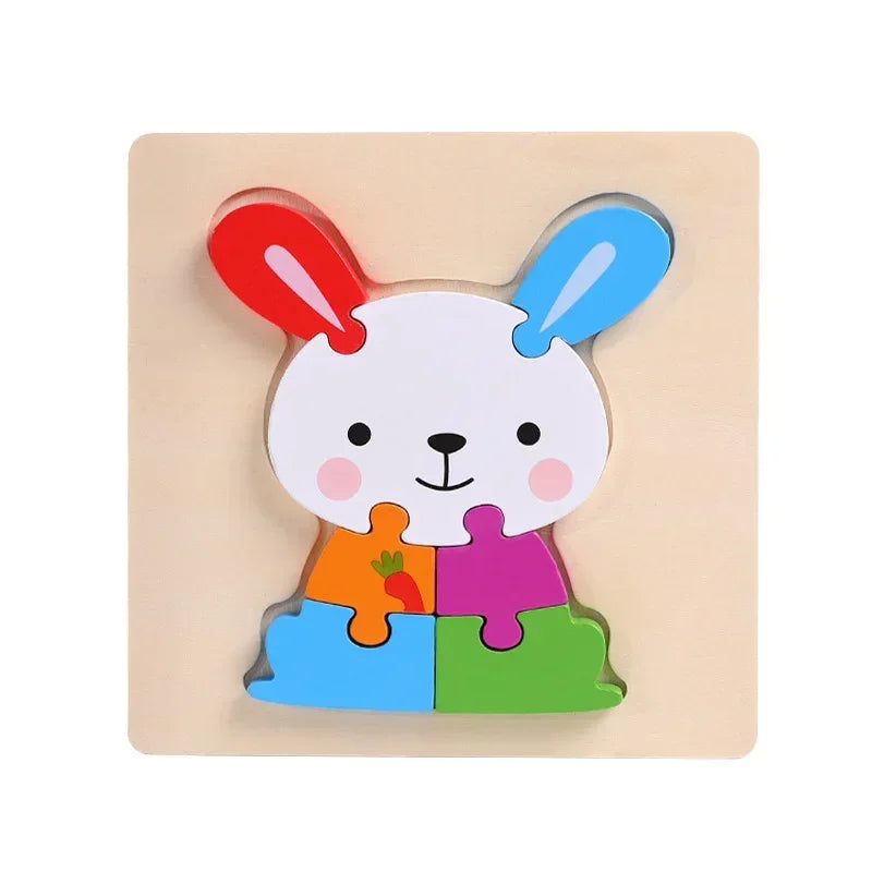 Montessori Wooden Animals Puzzle Toy for Kids Gift Educational Learning Toys Animals 3D Puzzle Kids Early Education Puzzle-Toys