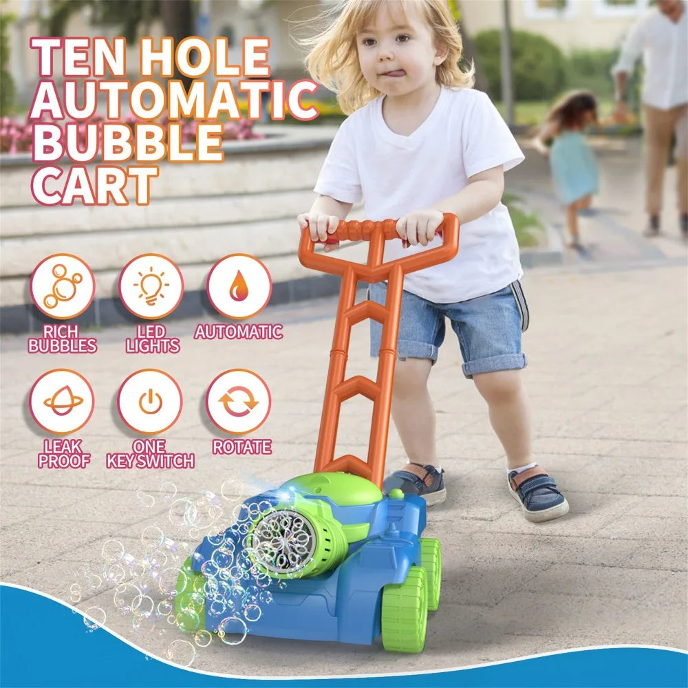 Automatic Lawn Mower Bubble Machine Weeder Soap Maker Blower Baby Activity Walker for Outdoor Kids Toys For Children Gift Boys
