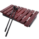 1 Set Eight Tone Red Sandalwood Xylophone Wooden Percussion Instrument Kids Educational Musical Toy For Preschooler Classroom