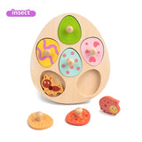 Wooden Dinosaur Jigsaw Puzzle Toys Montessori Peg Puzzle Game Kids Toddler 3D Wood Early Learning Educational Toys For Gifts