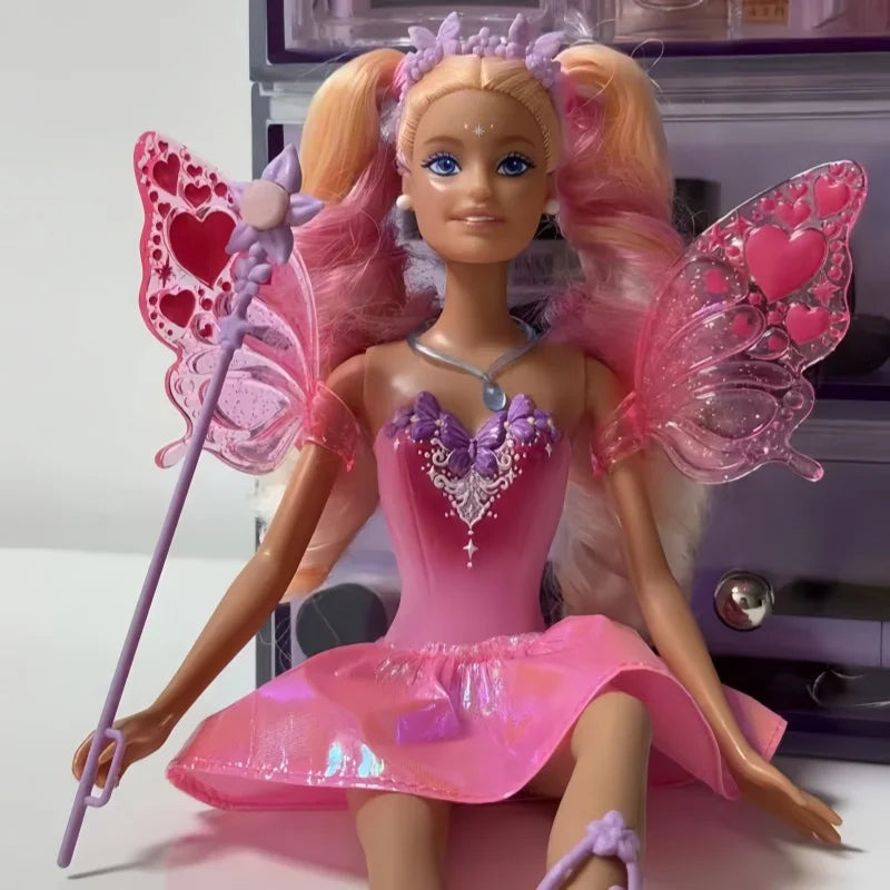 Genuine Barbie Doll Princess Color Changing Dream Butterfly Fairy Toy Figure for Girls Cute Collectible Birthday Gift Toy