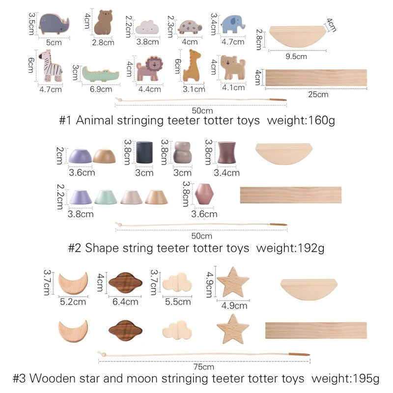 Baby Animal Threading Seesaw Toys Wooden Stacking Toys Blocks Game Montessori Hands-on Balance Ability Educational Children Gift