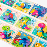 High Quality 3D Montessori Wooden Cartoon Dinosaur Puzzle Early Learning Cognition Shapes Games Puzzles Toys Gifts for Children