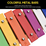 15 Note Glockenspiel Xylophone Wooden Base Colorful Aluminum Bars with 2 Mallets Educational Musical Instrument Percussion Gift