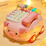 Multifunctional Musical Phone Toys Toddler Interactive Learning Pig Telephone Story Machine Baby Early Education Montessori Toy