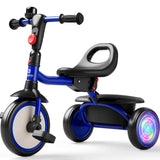 besrey Kids Tricycle with Flash Wheels for Ages 18 Months to 5 Years Toddler Tricycle with Bell Kids Tricycle Gift for 2-5 Year Olds Gift and Toy for Boys and Girls Tricycle for Toddlers Blue