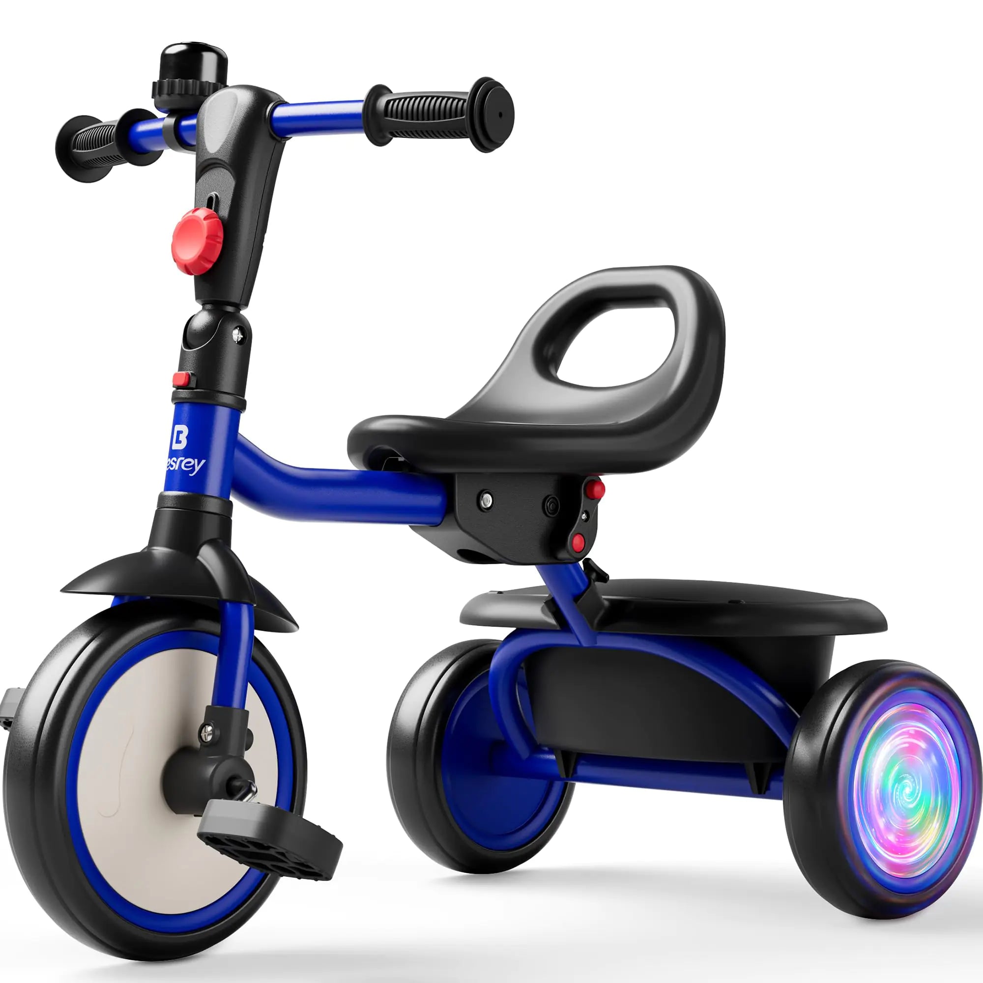 besrey Kids Tricycle with Flash Wheels for Ages 18 Months to 5 Years Toddler Tricycle with Bell Kids Tricycle Gift for 2-5 Year Olds Gift and Toy for Boys and Girls Tricycle for Toddlers Blue
