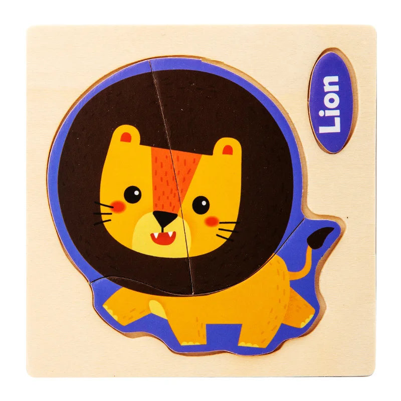 3D Wooden Puzzle Kids Cartoon Animal Traffic Jigsaw Puzzle Montessori Toys for Children Intelligence Early Learning Educational