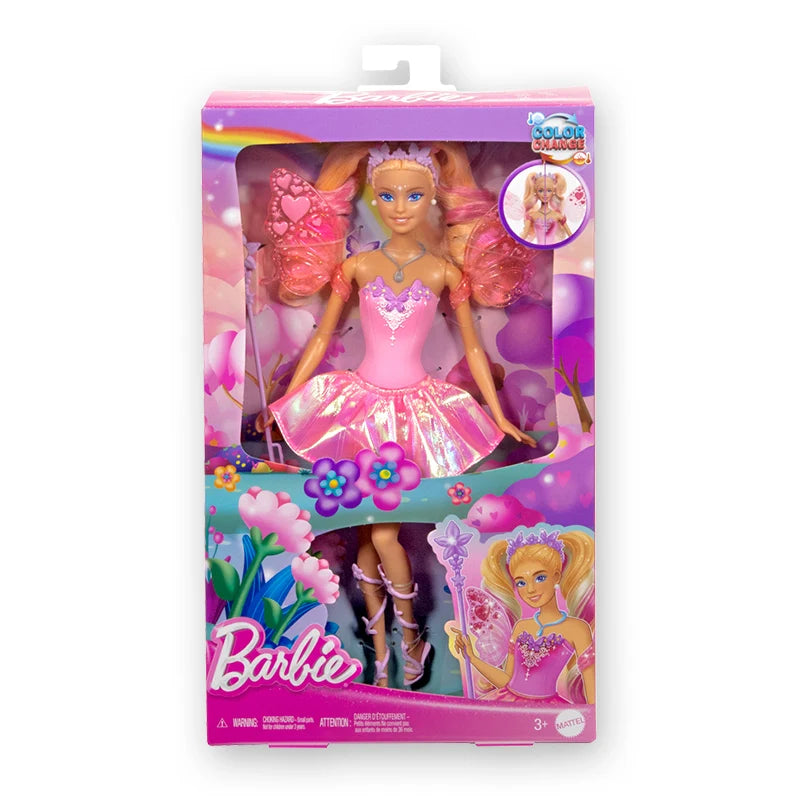 Genuine Barbie Doll Princess Color Changing Dream Butterfly Fairy Toy Figure for Girls Cute Collectible Birthday Gift Toy