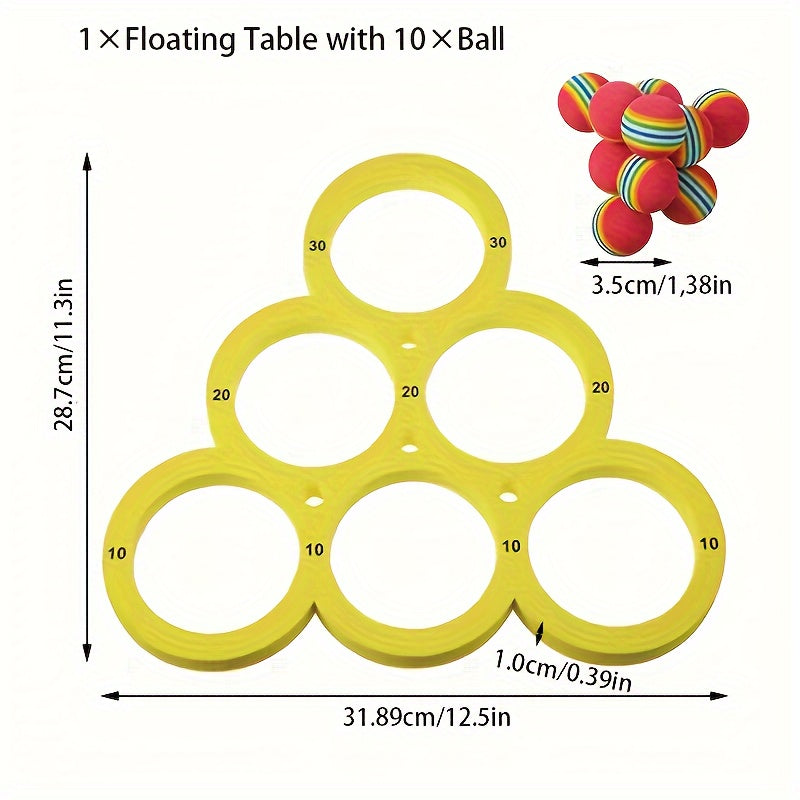 1+10pcs Suitable for Family Party Water Sports Floating Swimming Pool Toy Throw Game Water Game Mat Small Ball Table Game Table - Durable, Safe Throw Game | Water Fun and Coordination Swimming Pool Water Sports Floating Swimm