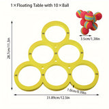 1+10pcs Suitable for Family Party Water Sports Floating Swimming Pool Toy Throw Game Water Game Mat Small Ball Table Game Table - Durable, Safe Throw Game | Water Fun and Coordination Swimming Pool Water Sports Floating Swimm