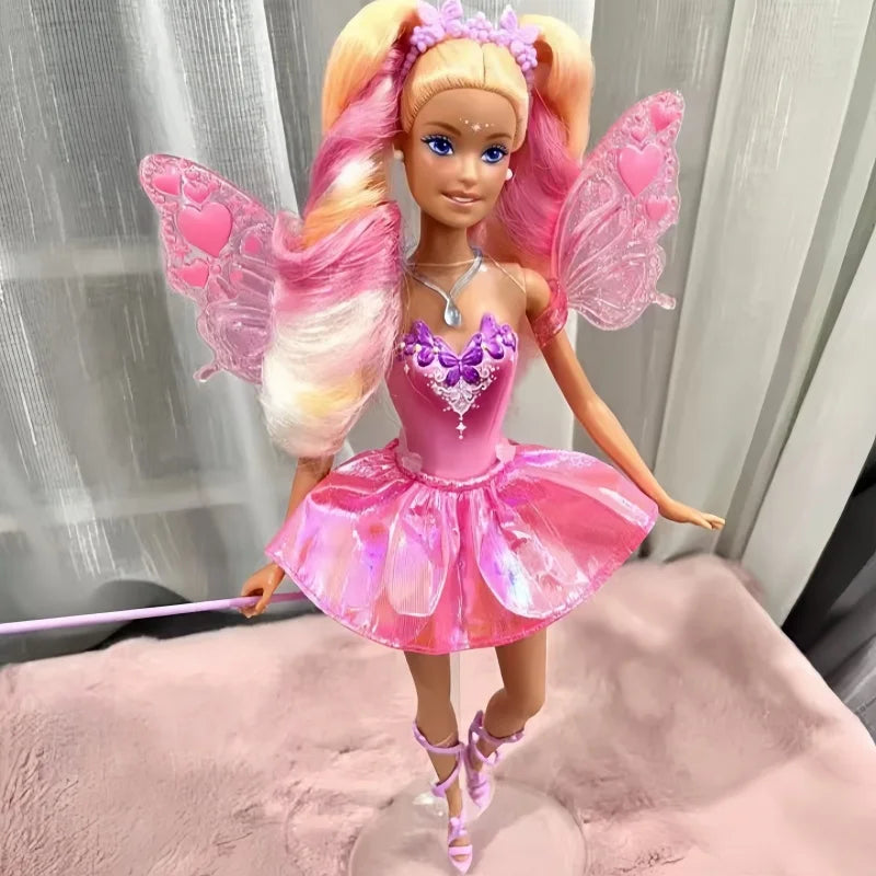 Genuine Barbie Doll Princess Color Changing Dream Butterfly Fairy Toy Figure for Girls Cute Collectible Birthday Gift Toy