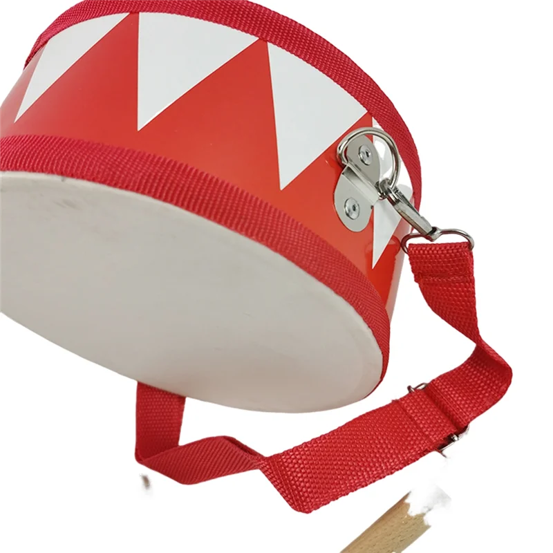 B72A Drum Snare Kids Percussion Toys Children Instrument Children Hand Wooden 8Inch Rhythm Sense Instrument Set Durable Red & Wh
