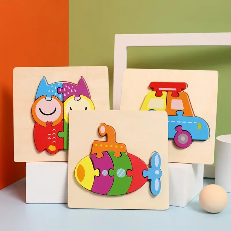 Montessori Wooden Animals Puzzle Toy for Kids Gift Educational Learning Toys Animals 3D Puzzle Kids Early Education Puzzle-Toys