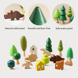 Montessori Building Block Wooden Forest Dinosaur Ornament Construction DIY Children Building Blocks Puzzle Toy for Children Gift