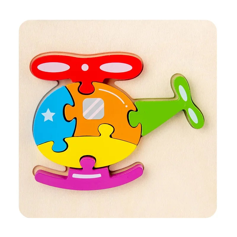 Montessori Wooden Animals Puzzle Toy for Kids Gift Educational Learning Toys Animals 3D Puzzle Kids Early Education Puzzle-Toys