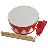 B72A Drum Snare Kids Percussion Toys Children Instrument Children Hand Wooden 8Inch Rhythm Sense Instrument Set Durable Red & Wh