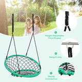 NNECW Net Hanging Swing Chair with Adjustable Hanging Ropes for Outdoor-Green